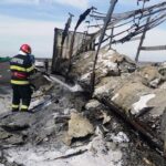 Incendiu semiremorcă TIR A2 Constanța - București