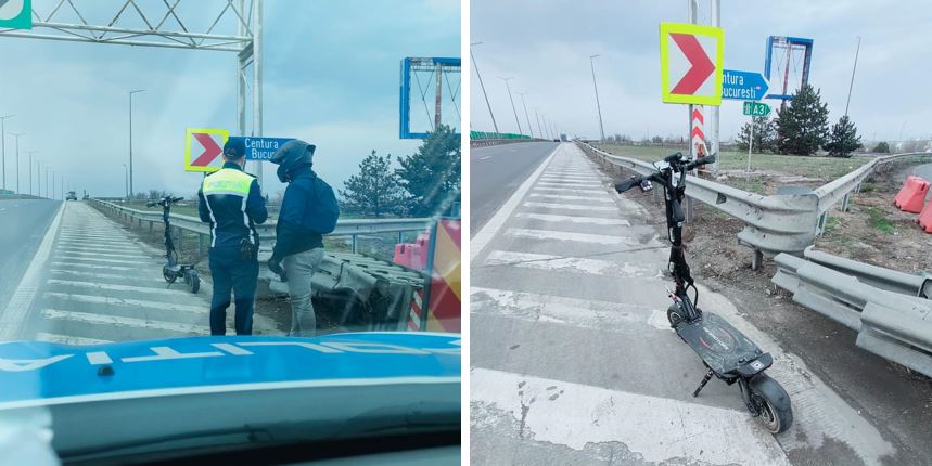 Bărbat prins cu trotineta pe Autostrada Soarelui